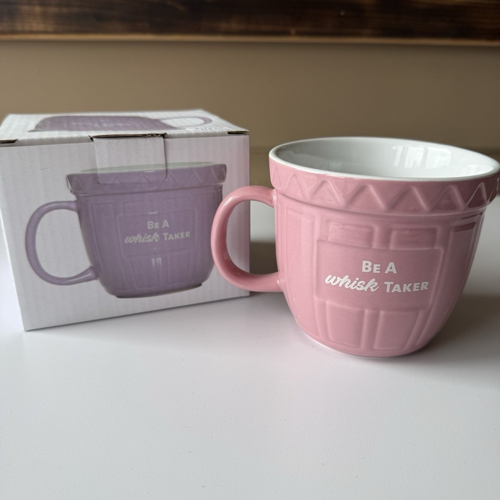 Be A Whisk Taker Ceramic Mug - Funny Baking Gift for Bakers Pink Novelty Cup